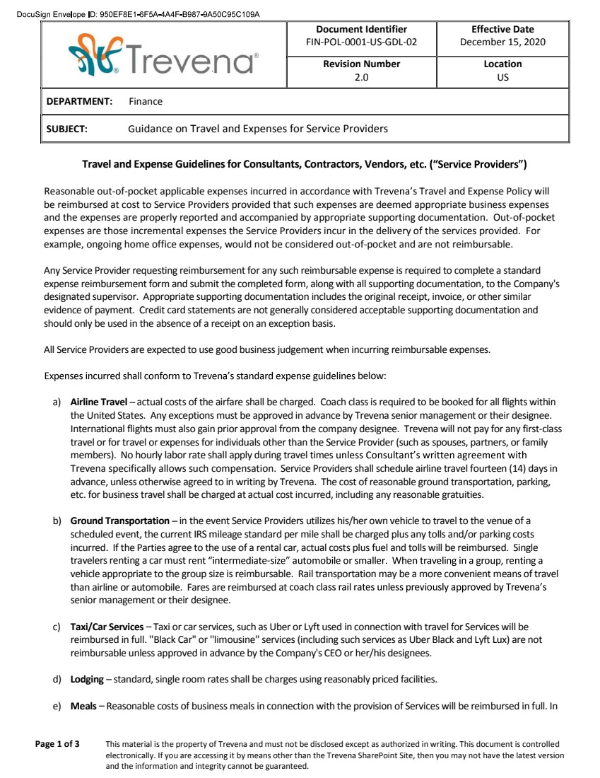 T&E Policy; accessible PDF under Documents Dropdown menu