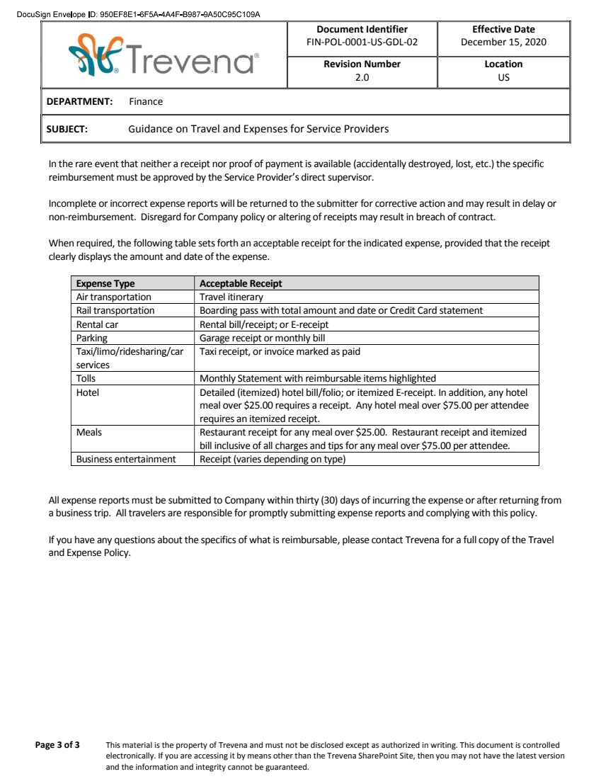 T&E Policy; accessible PDF under Documents Dropdown menu